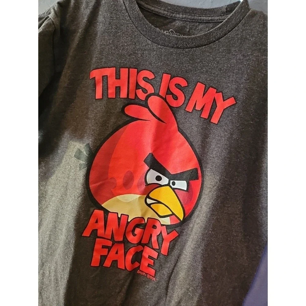 Angry Birds T Shirt Medium "This is My Angry Face" Gray Shirt size medium (A280) - Picture 2 of 6